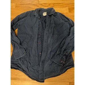 Field Gear Men's dark blue Long Sleeve Cotton Button-Up collared relaxed Shirt M